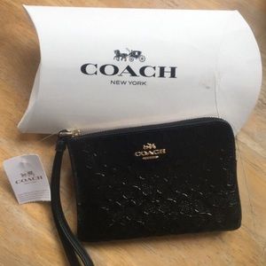 Coach Leather Corner Wrist Ziplet